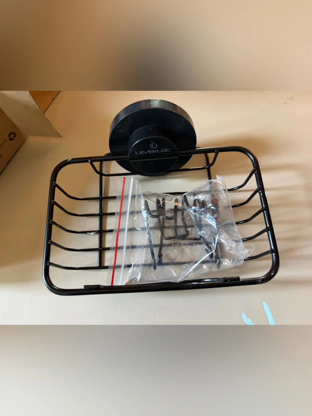 Leverloc Black Suction Shower Soap Dish
